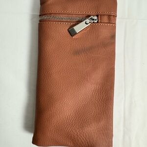 Tan Leather wallet with Silver Hardware